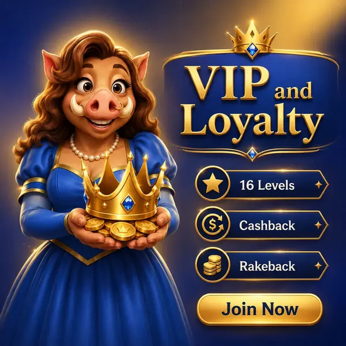 Majestätische Eberkönigin präsentiert VIP-Treuekrone am Kingia Casino Anmeldeportal